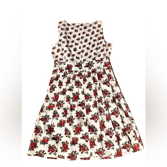 Brooks Brothers White & Red Floral Fit and Flare Dress Size 10 - Picture 3 of 7
